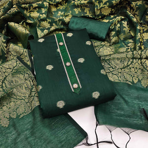 green-floral-woven-banarasi-silk-dress-material