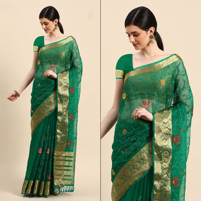 green-floral-embroidered-organza-saree-3