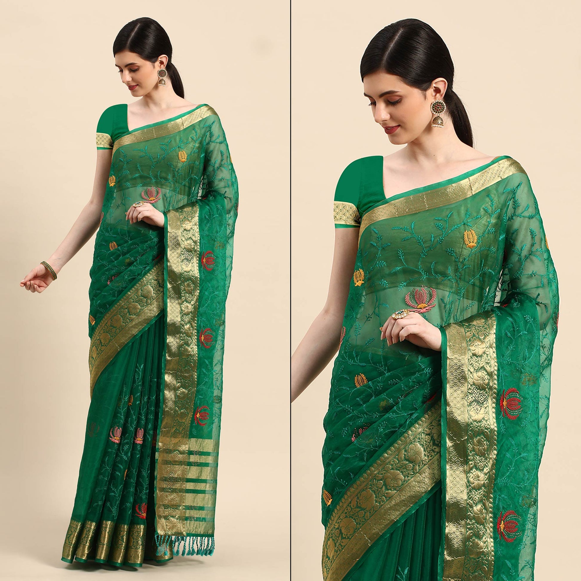 green-floral-embroidered-organza-saree-3