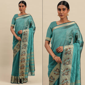 Morpich Woven Cotton Silk Saree