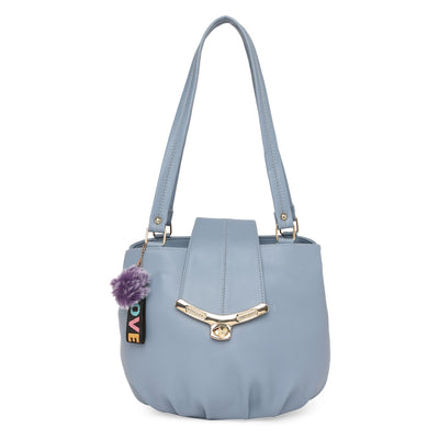 Grey Women Vegan Leather Handbag With Belt