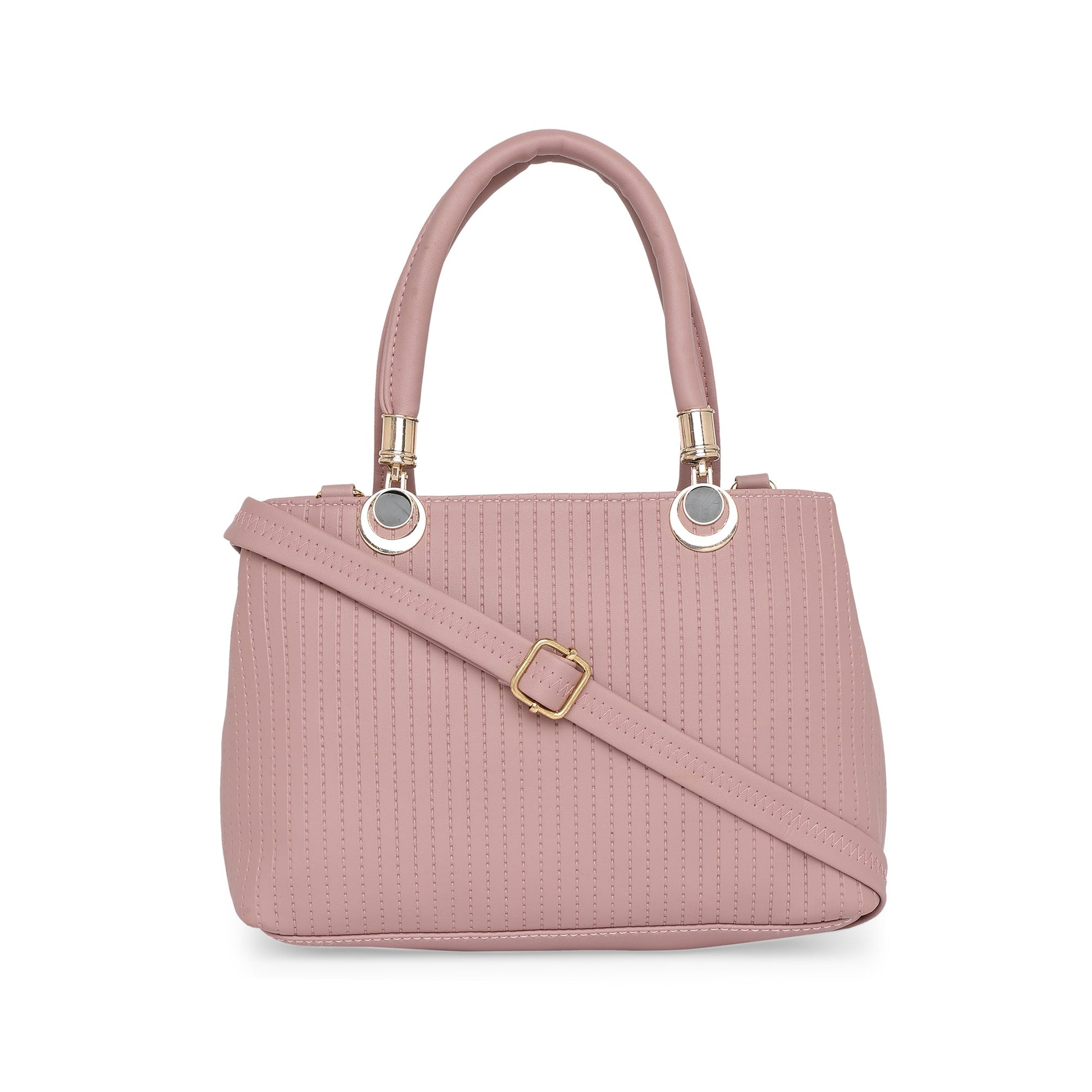 Mauve Women Vegan Leather Handbag With Belt
