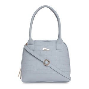 Grey Women Vegan Leather Handbag With Belt