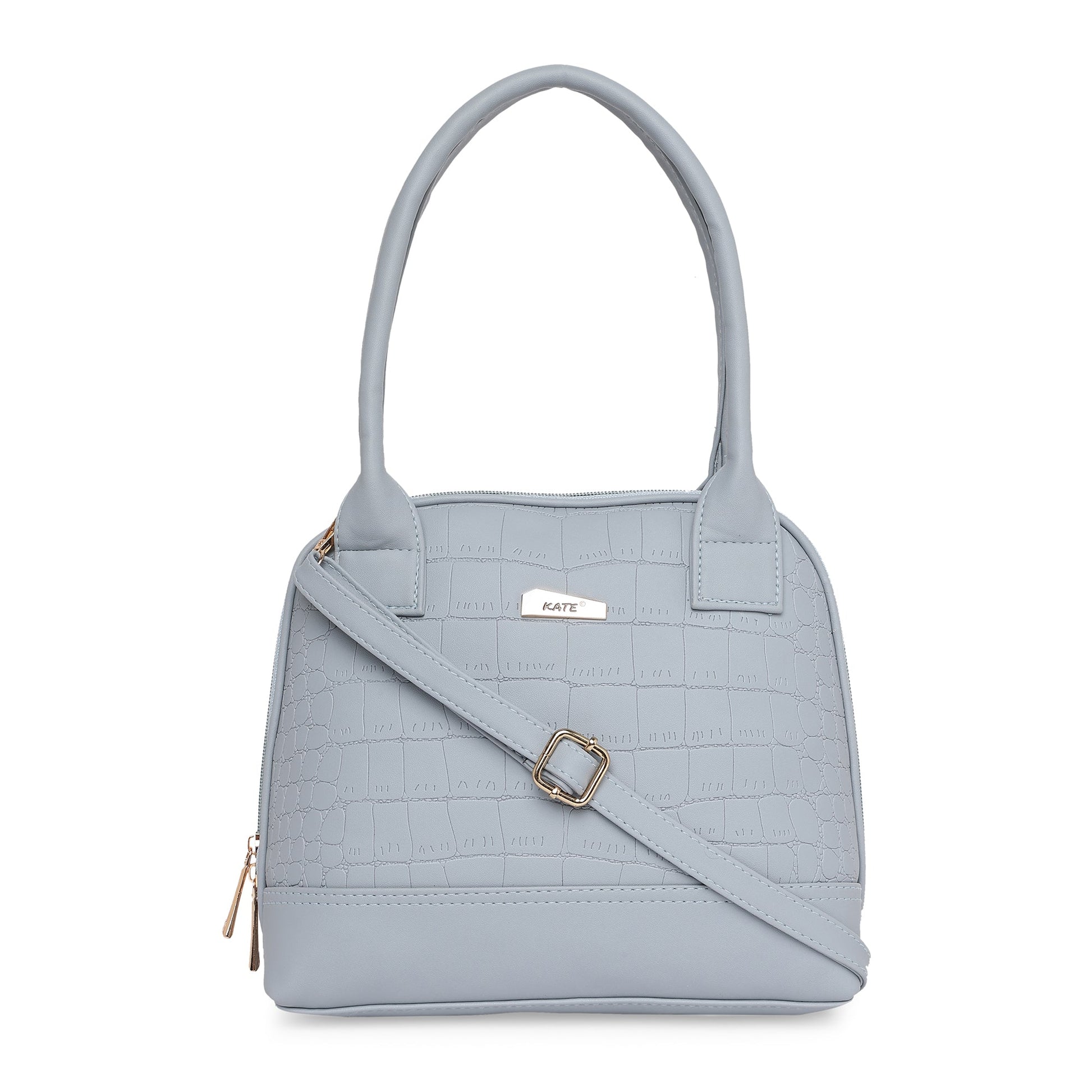 Grey Women Vegan Leather Handbag With Belt