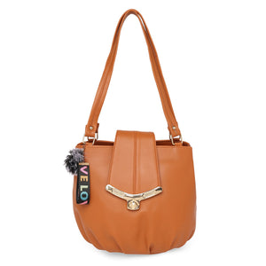 Brown Women Vegan Leather Handbag With Belt