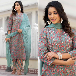 green-floral-printed-pure-cotton-straight-salwar-suit