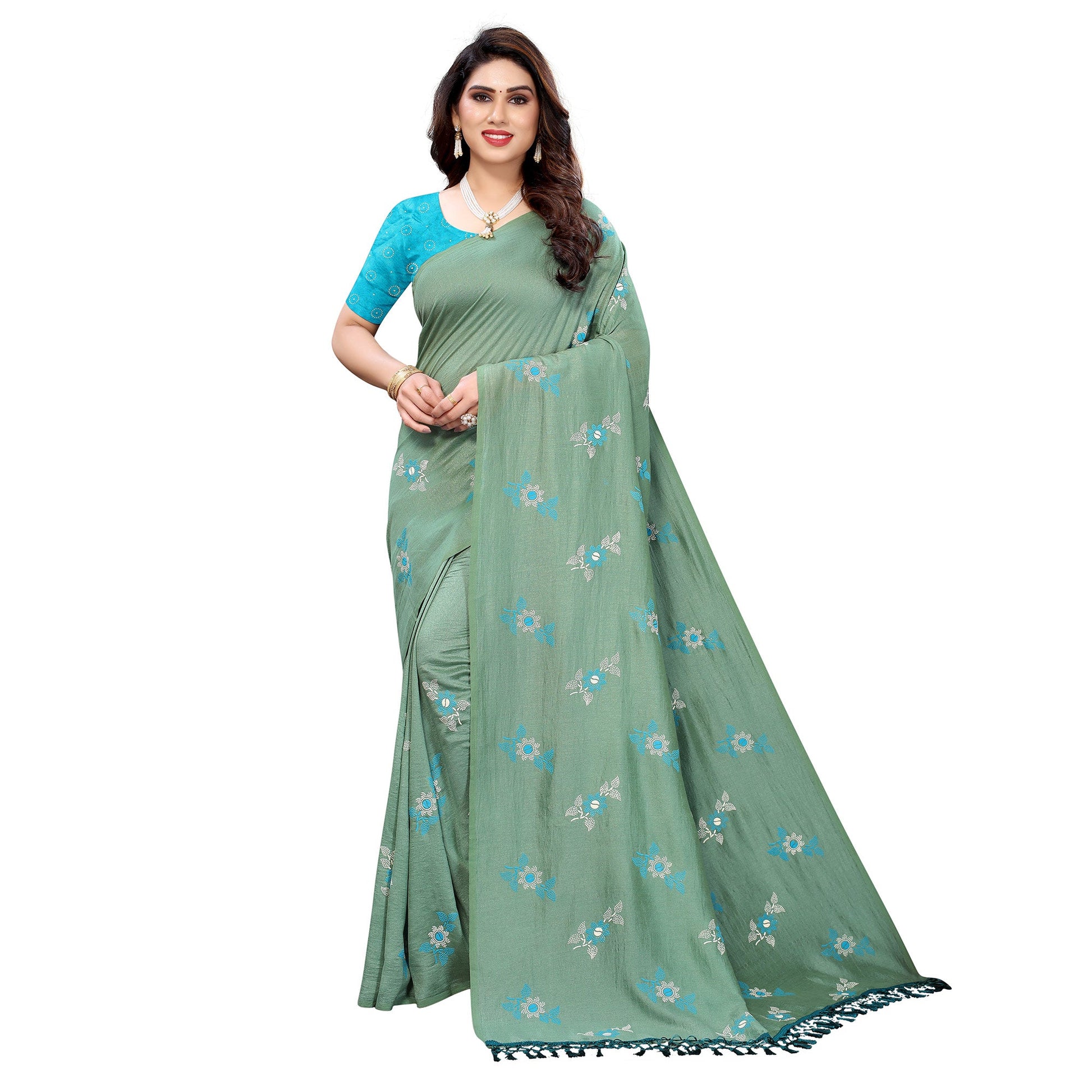 Mehendi Green Casual Wear Printed Silk Saree