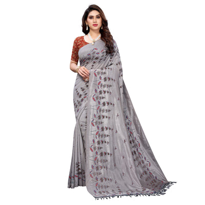 grey-casual-wear-printed-vichitra-silk-saree-120270