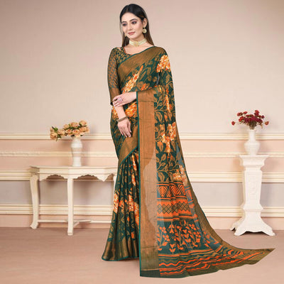 green-orange-floral-printed-with-zari-work-brasso-saree