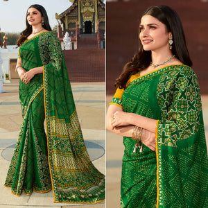 green-bhandhani-printed-chiffon-saree