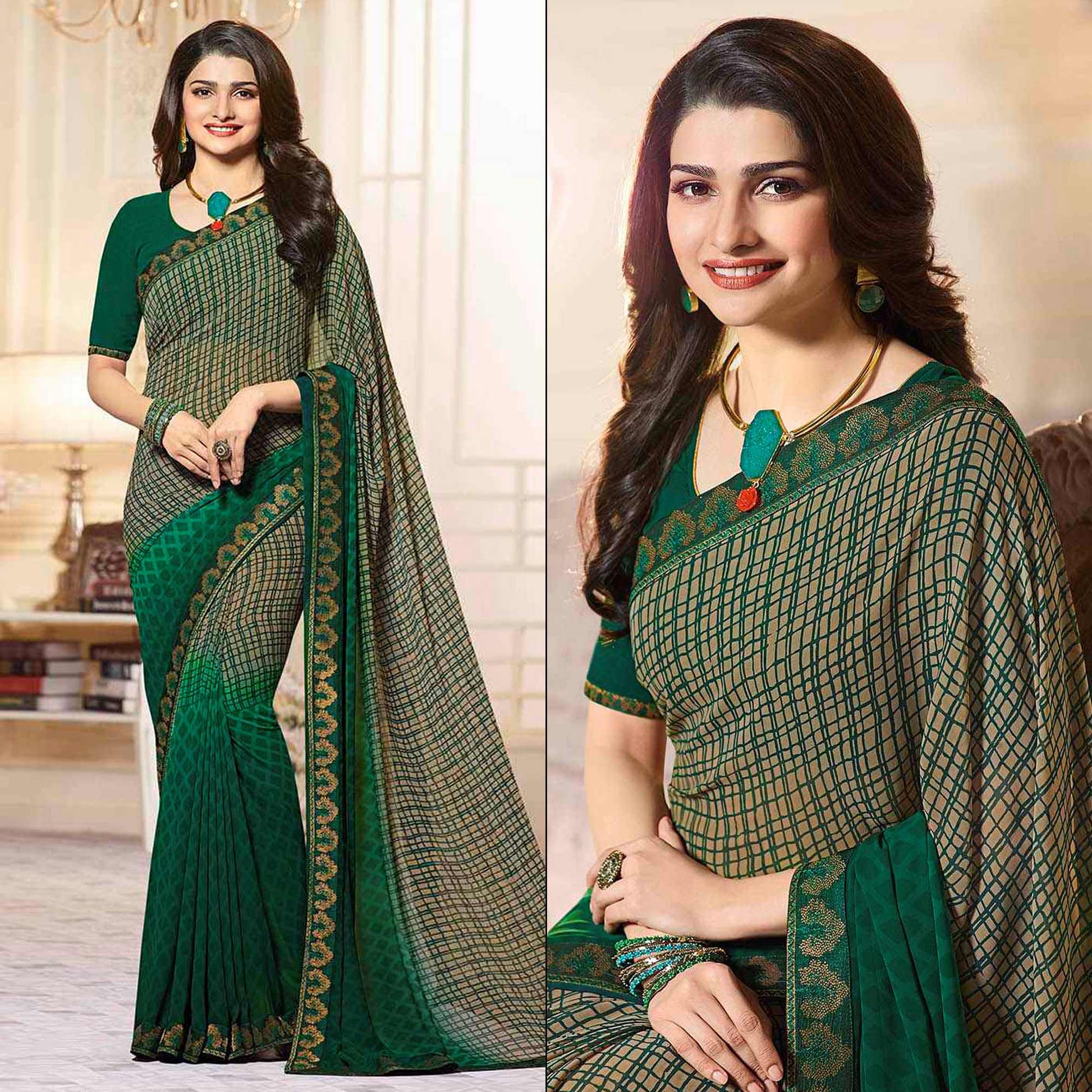green-printed-georgette-saree-with-lace-border-2