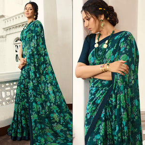 green-floral-printed-georgette-saree-11