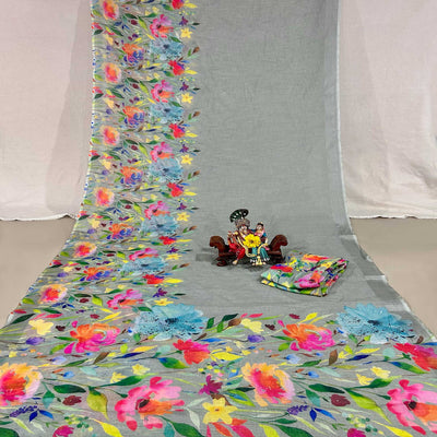 grey-floral-digital-printed-linen-saree-1