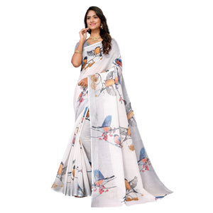 grey-digital-floral-printed-linen-saree
