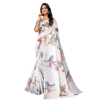 grey-digital-floral-printed-linen-saree