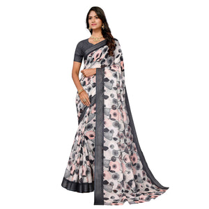 grey-black-digital-floral-printed-linen-saree