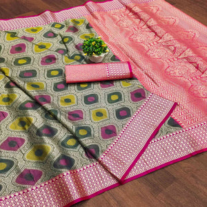 Grey Woven Banarasi Silk Saree