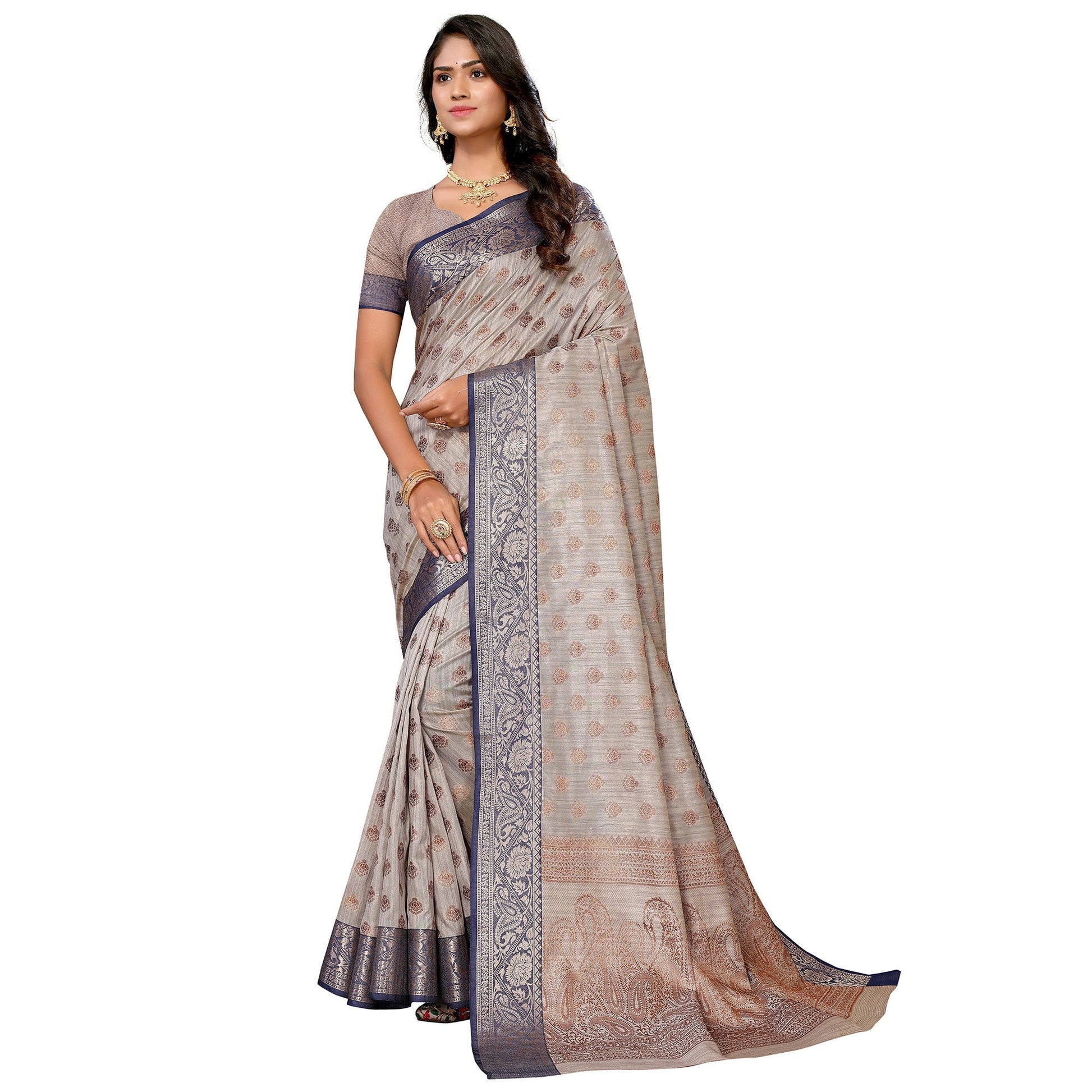 grey-floral-woven-banarasi-silk-saree