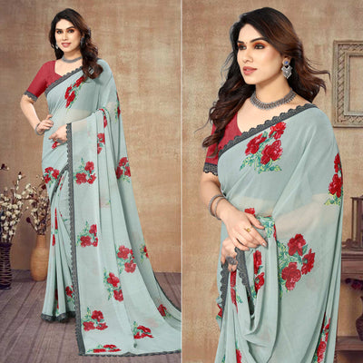 grey-floral-printed-georgette-saree-with-lace-border