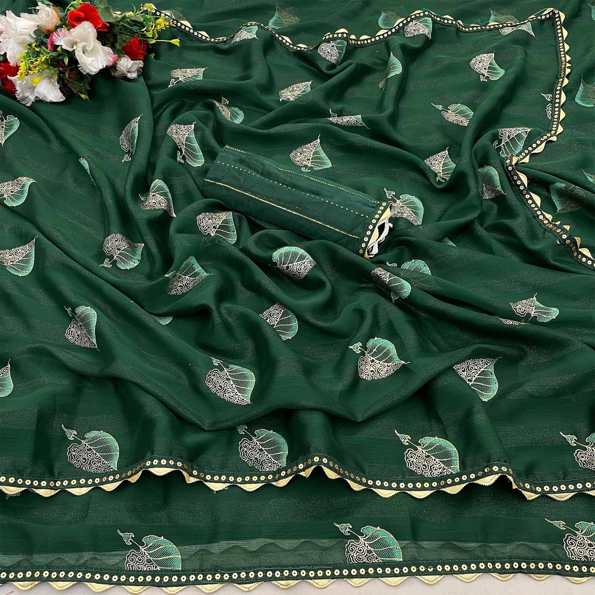 green-foil-printed-chiffon-saree-with-sequins-embroidered-border