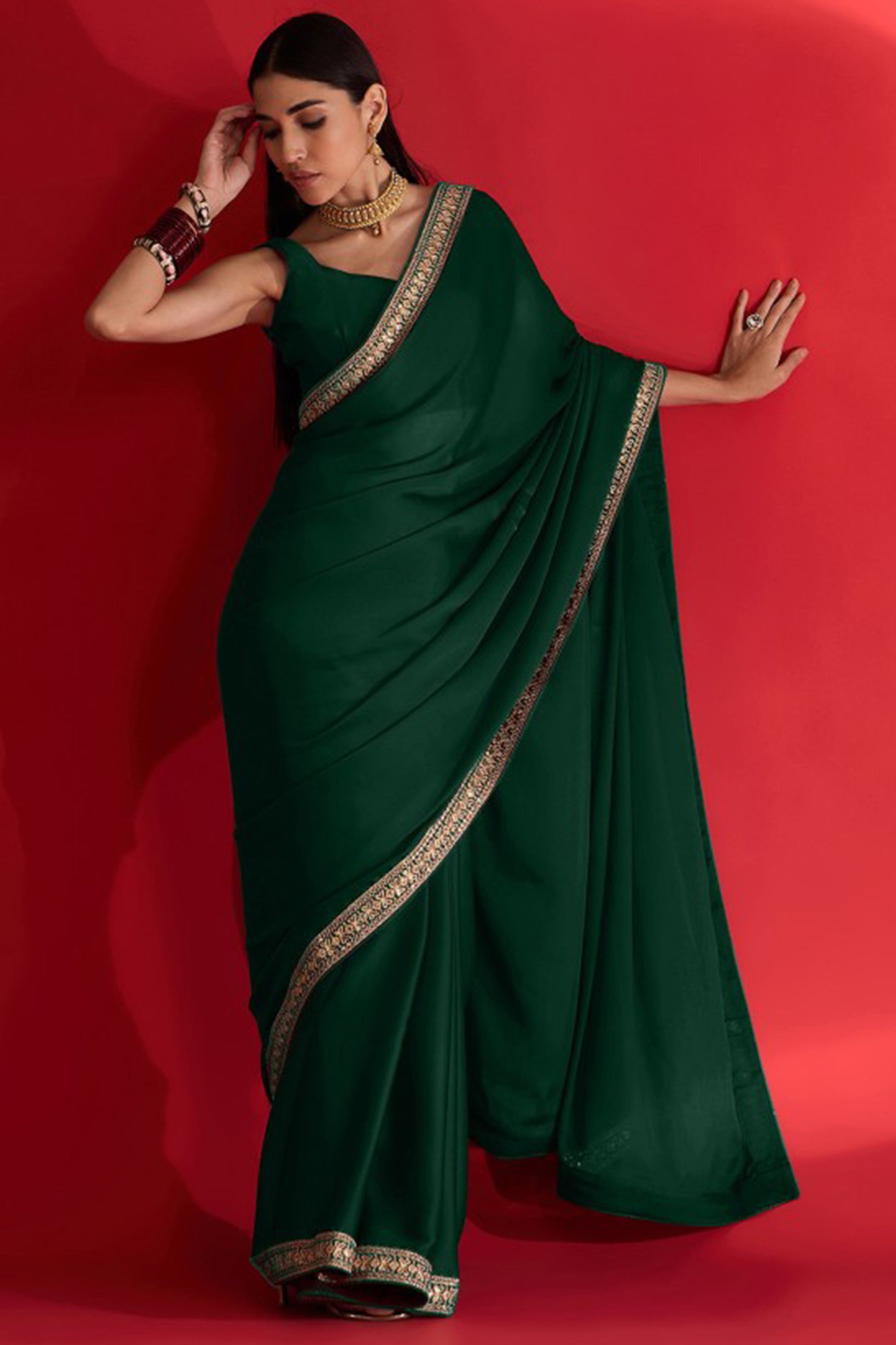 green-solid-with-embellished-bordered-georgette-sarees