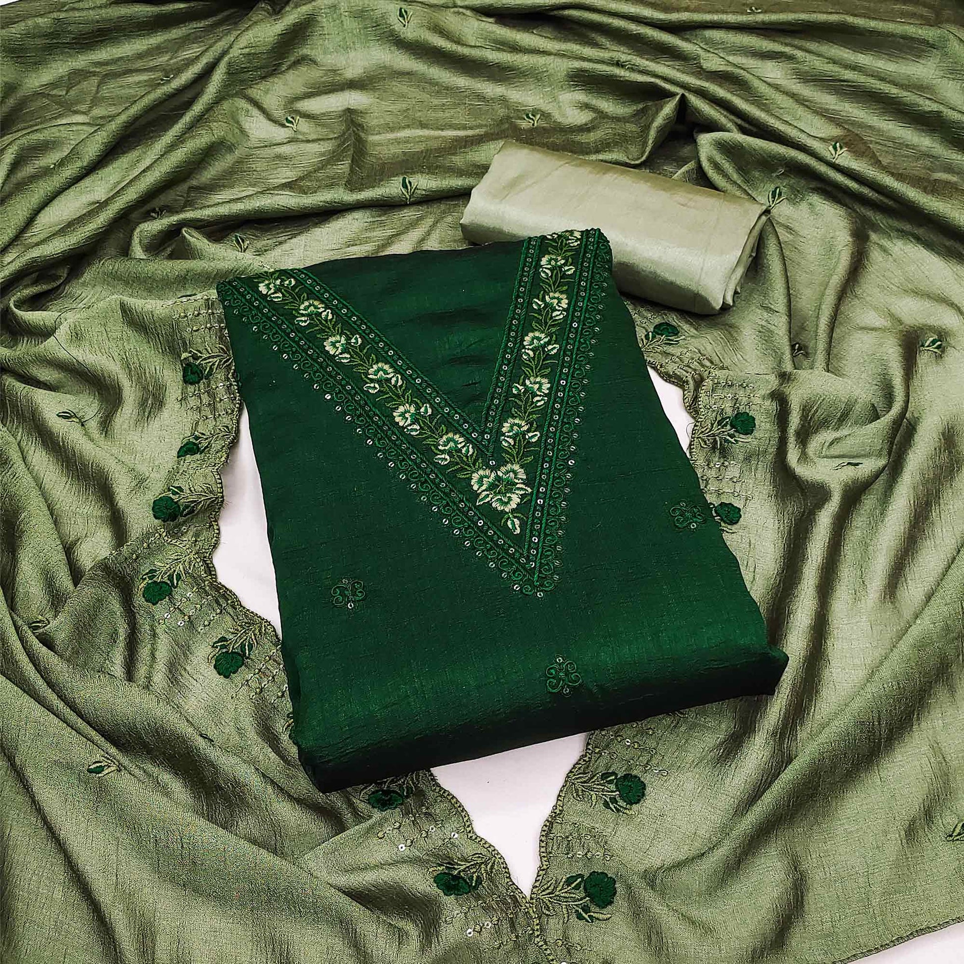 green-floral-emboidered-vichitra-silk-dress-material