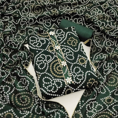 green-bandhani-printed-vichitra-silk-dress-material