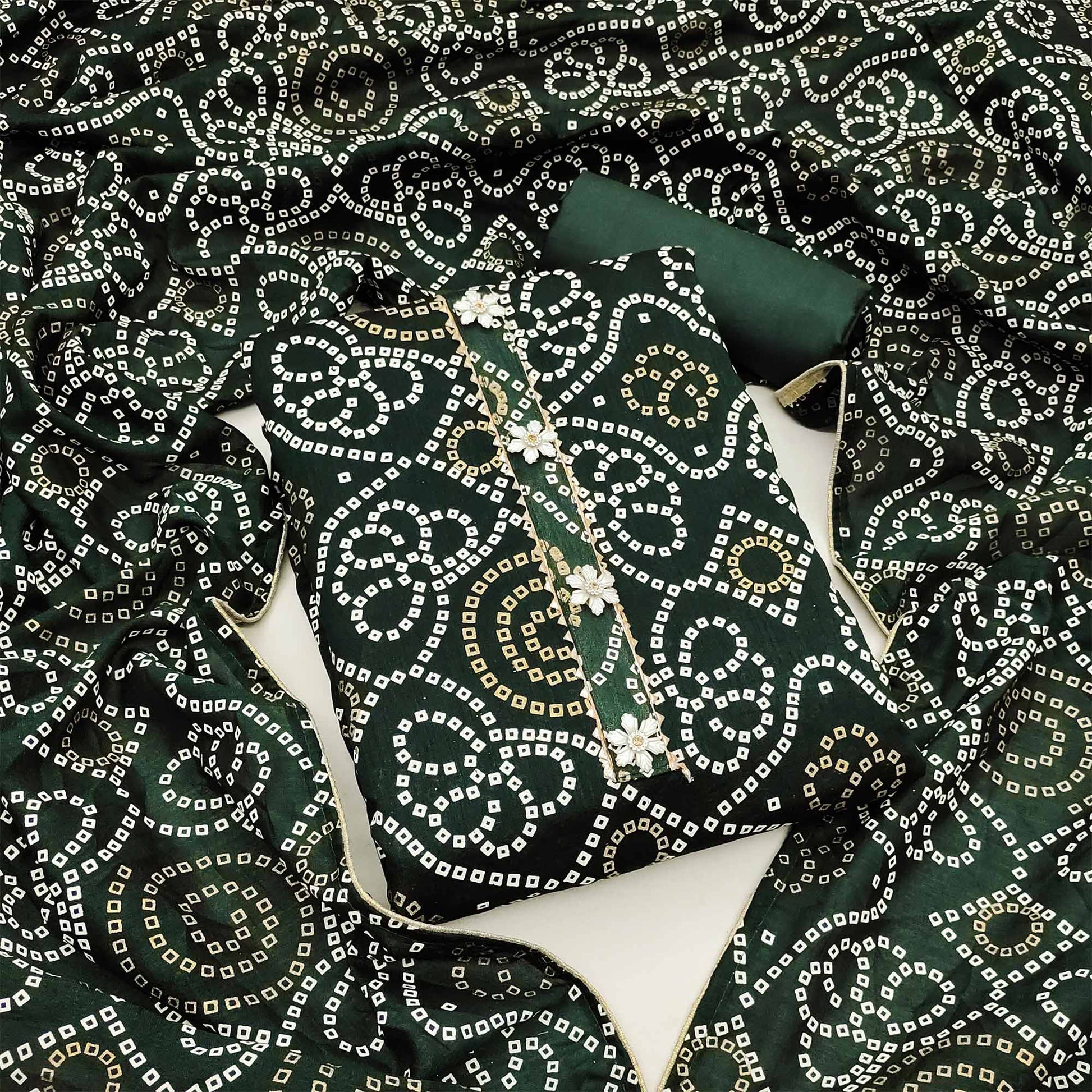 green-bandhani-printed-vichitra-silk-dress-material