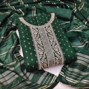green-butti-with-embroidered-chanderi-silk-dress-material