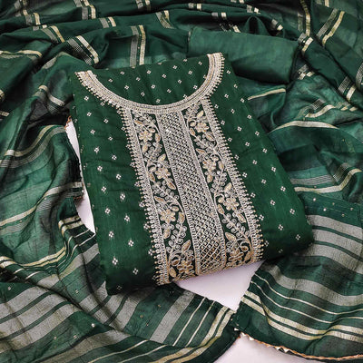 green-butti-with-embroidered-chanderi-silk-dress-material