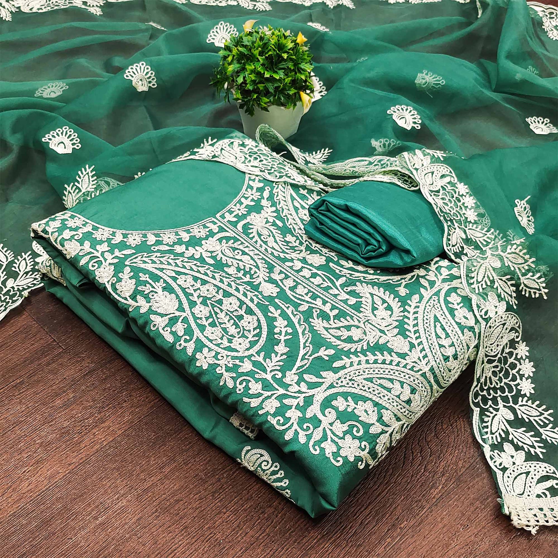 green-floral-embroidered-viscose-dress-material-1