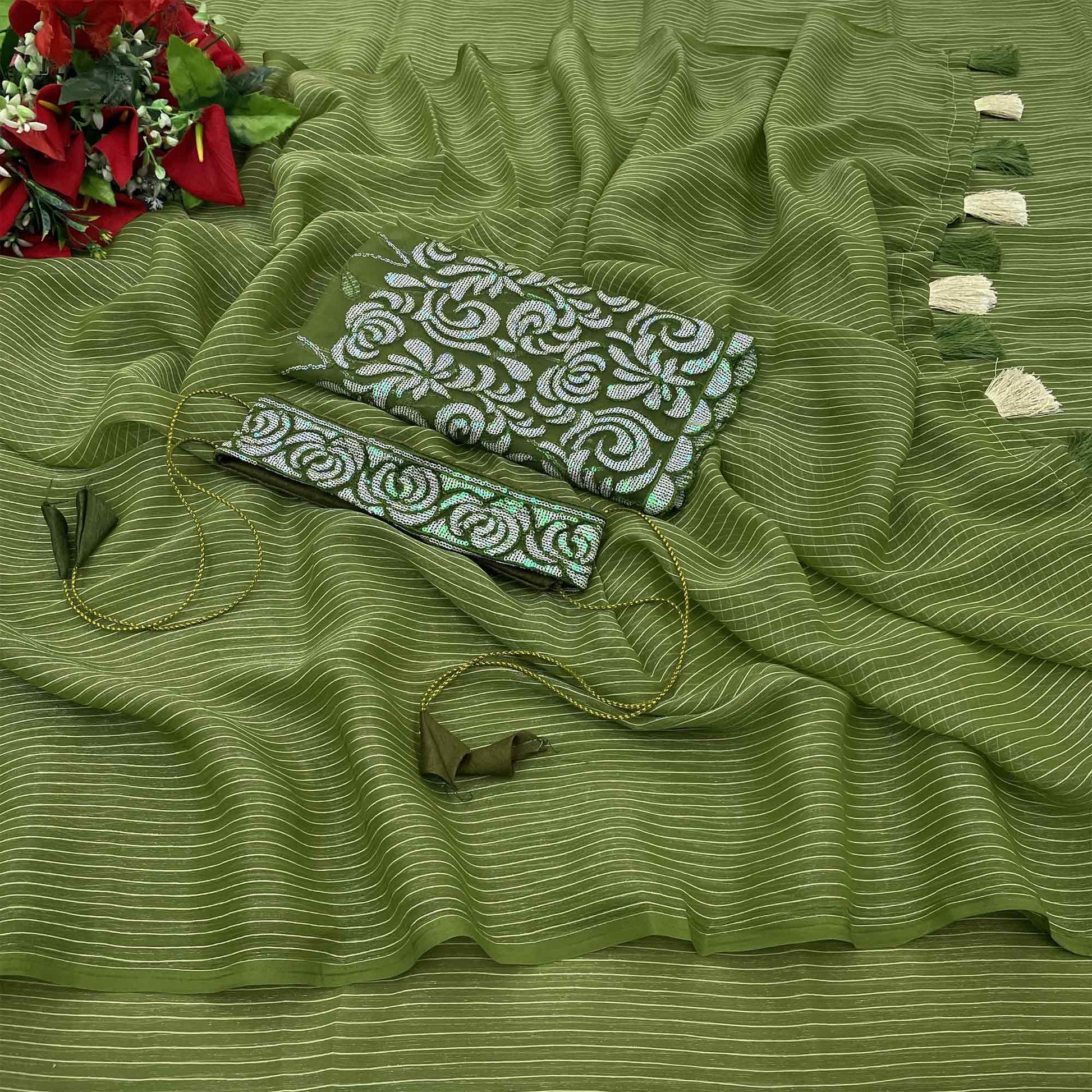 green-striped-woven-art-silk-saree-with-tassels