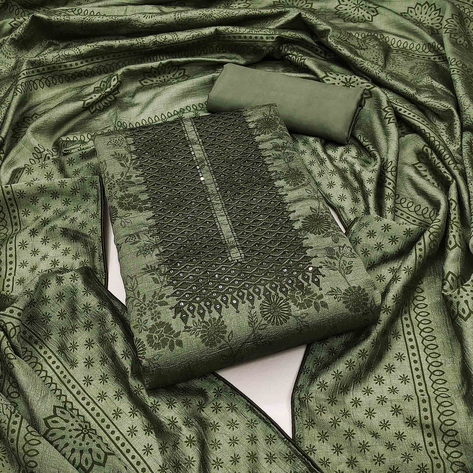 green-sequins-embroidered-vichitra-silk-dress-material-1