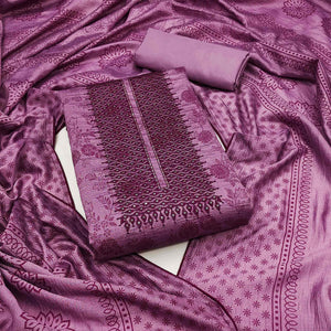 Mauve Sequins Embroidered Vichitra Silk Dress Material