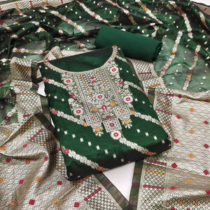 green-floral-woven-banarasi-silk-dress-material-3