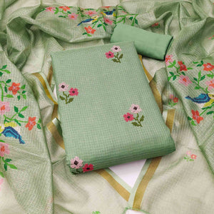 green-floral-embroidered-kota-doria-dress-material-3