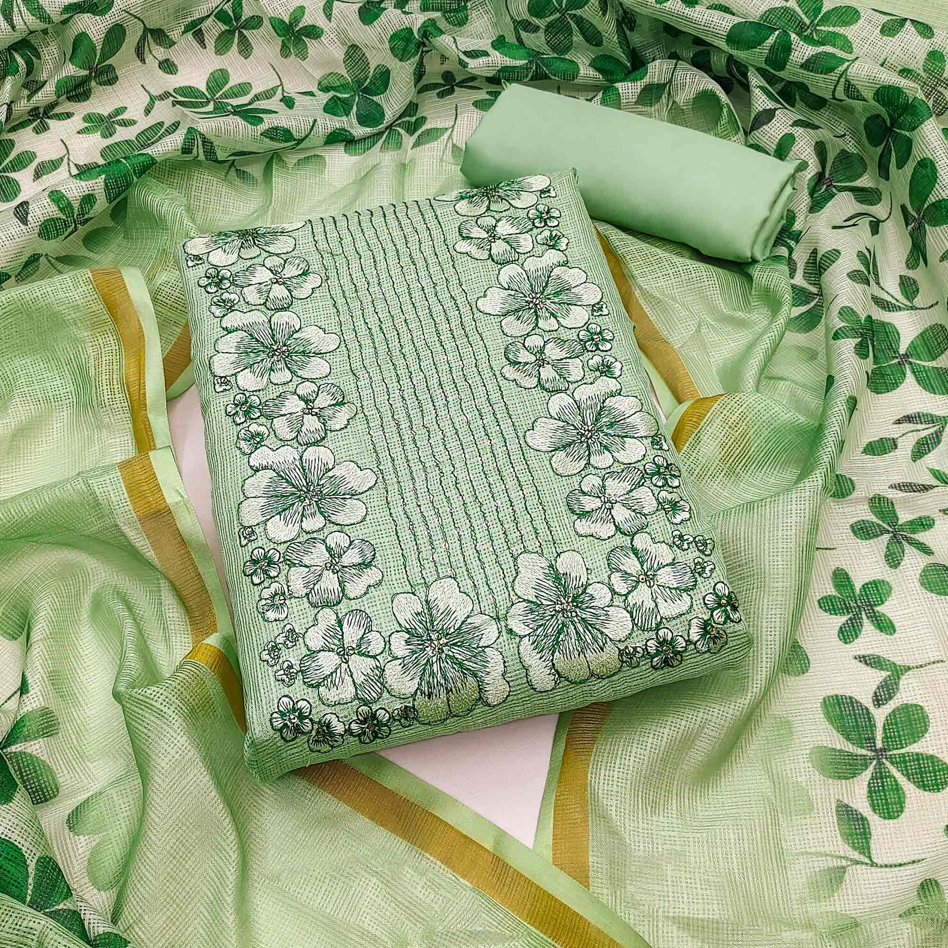 green-floral-embroidered-kota-doria-dress-material-2