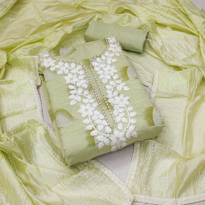 green-printed-chanderi-dress-material-1