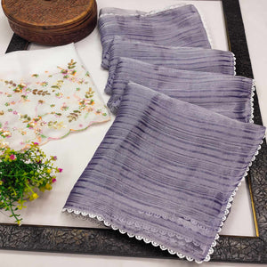 Lavender Solid Woven Chiffon Saree With Lace Border