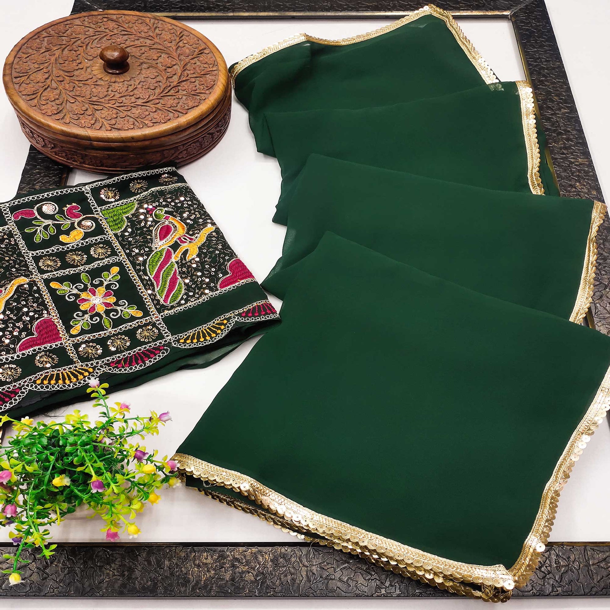 green-solid-georgette-saree-with-sequins-border
