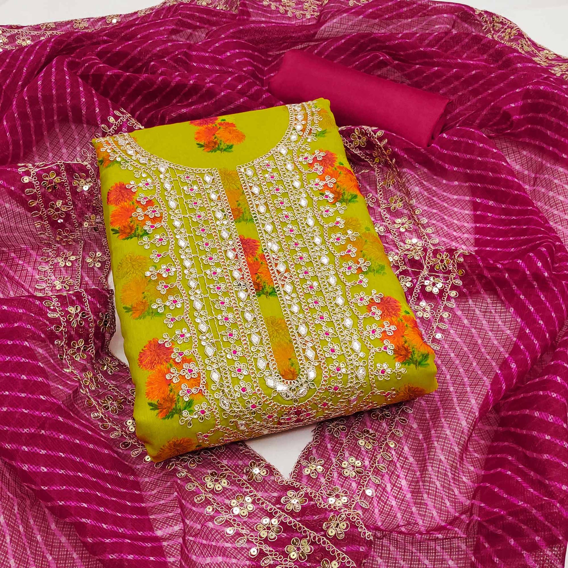 green-floral-printed-chanderi-dress-material-5