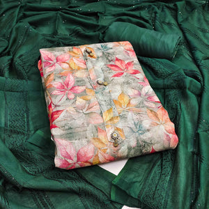 green-floral-printed-linen-dress-material