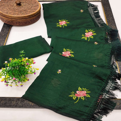 green-floral-embroidered-vichitra-silk-saree-with-tassels