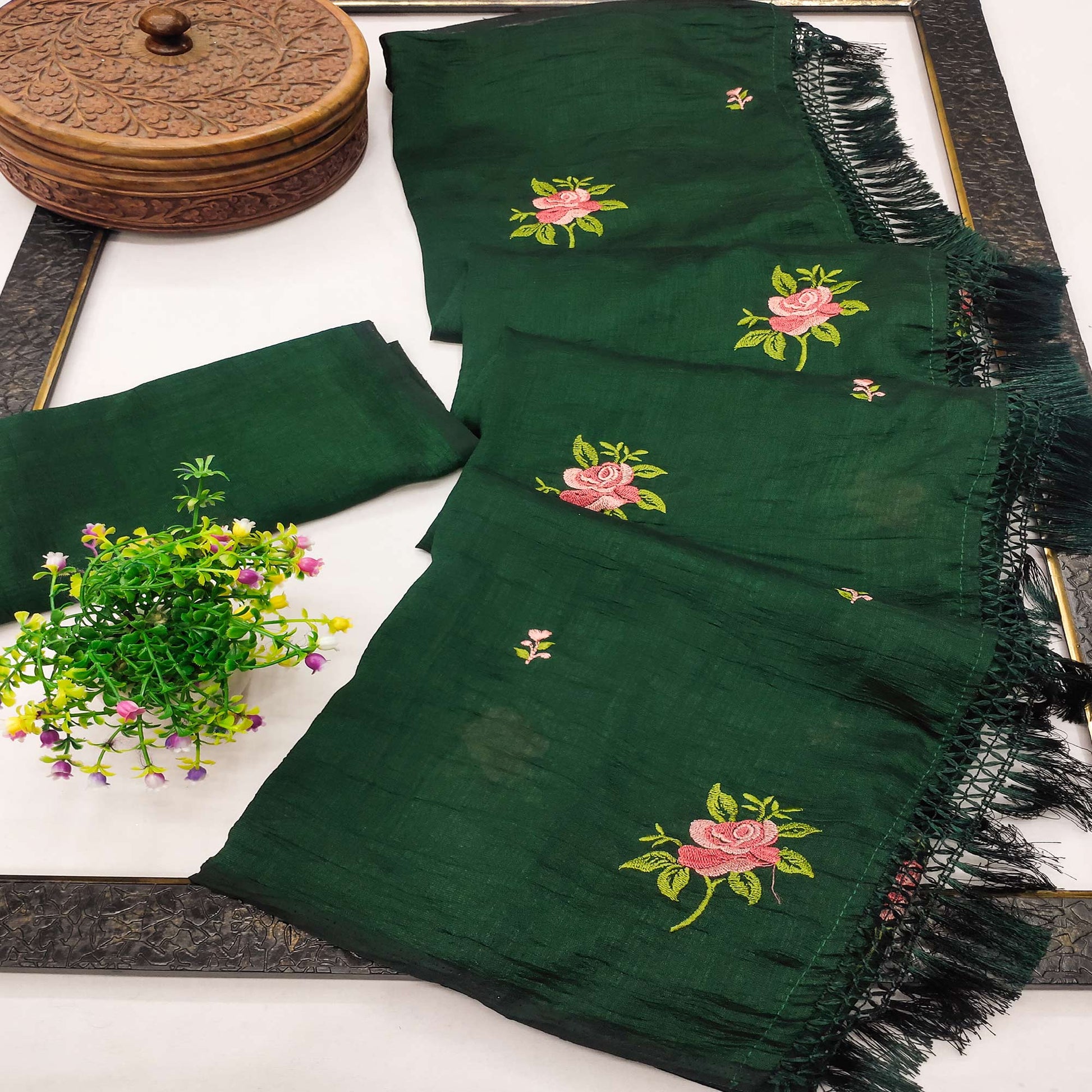 green-floral-embroidered-vichitra-silk-saree-with-tassels