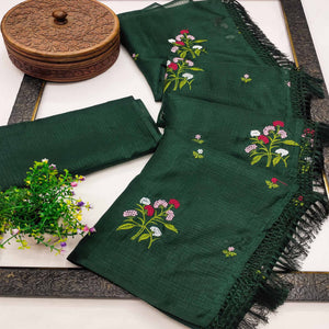 green-floral-embroidered-kota-doria-saree-with-tassels