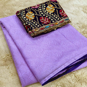 Lavender Floral Printed Georgette Saree