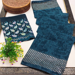 Morpich Green Abstract Printed Georgette Saree