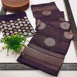 Dark Purple Foil Printed Georgette Saree