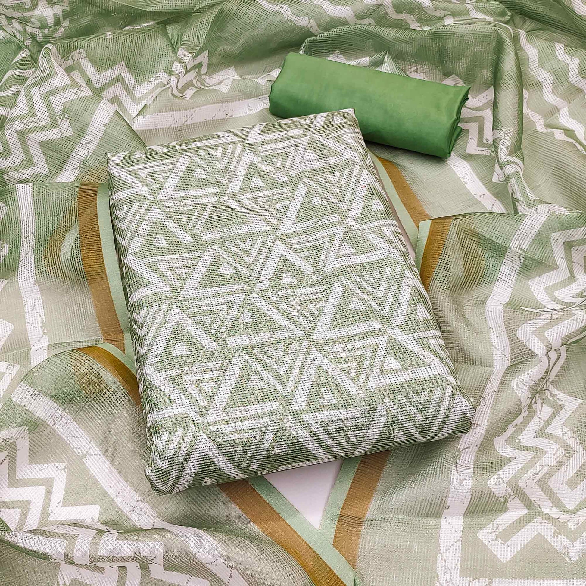 green-geometric-printed-kota-doria-dress-material