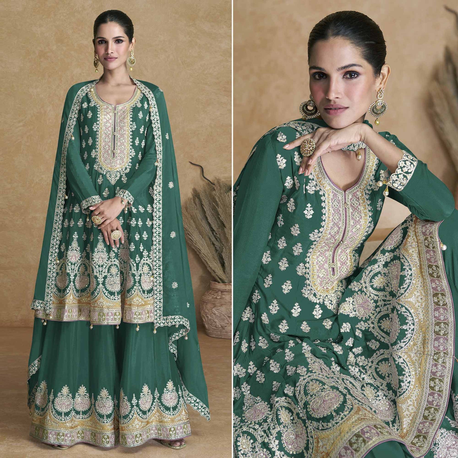 green-floral-embroidered-georgette-semi-stitched-suit